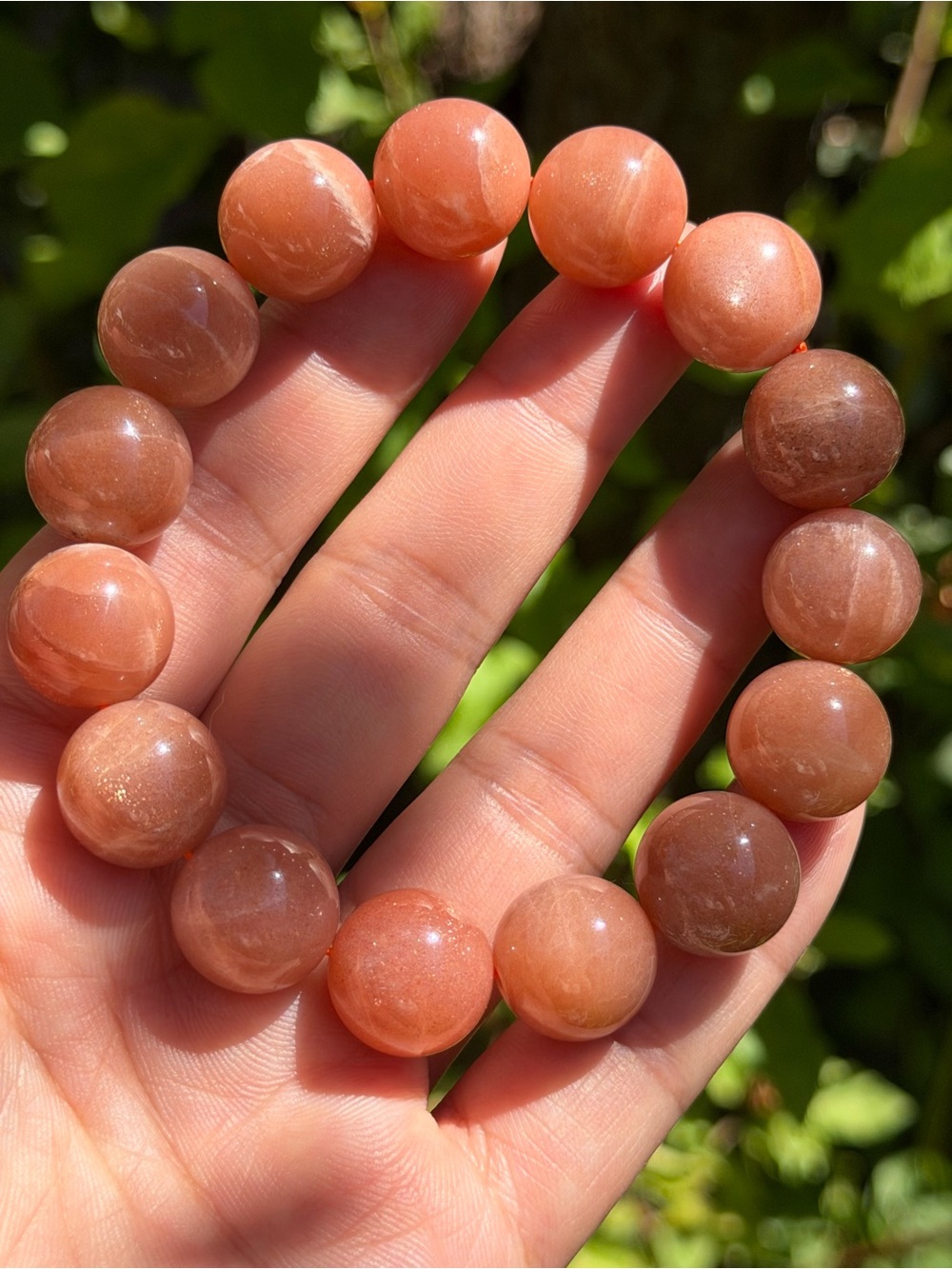 14.5mm Natural Peach Moonstone Beaded Bracelet 2108 - Picture 6 of 7
